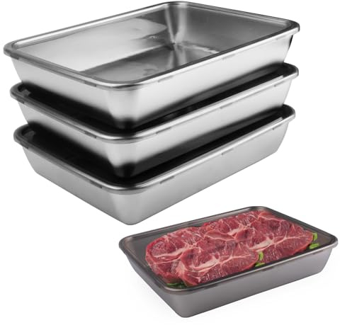 WakiHong 4 PCS Refrigerator Airtight Storage Containers Stainless Steel | Food Containers Sealing Food Boxes for Restaurant Kitchen Freezer Buffet(2000ML)