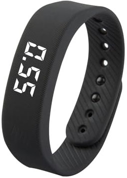 Orologio contapassi digitale impermeabile – Contapassi senza Bluetooth, orologio fitness tracker con allarme silenzioso a vibrazione, display a LED, nessuna app necessaria, orologio digitale