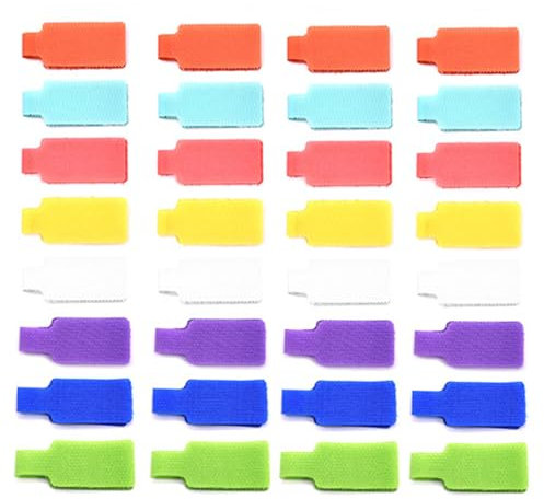 Jeu de 32pièces Étiquettes de câble,Etiquette Multi Couleur pour Ecrire à la Main,Marqueurs Electriques,Réutilisables,pour Gestion des Câbles l'étiquetage D'identification