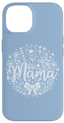 Pastell Baby Blue Heart Mama Bow Minimalist Floral Wildflower Hülle für iPhone 14