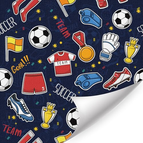 HPNIUB Colorful Kids Boy Football Wallpaper Football Bedroom Accessories Self-Adhesive Peel and Stick Sports Theme Wallpaper for Teenage Kids Room Game(44 * 300cm)
