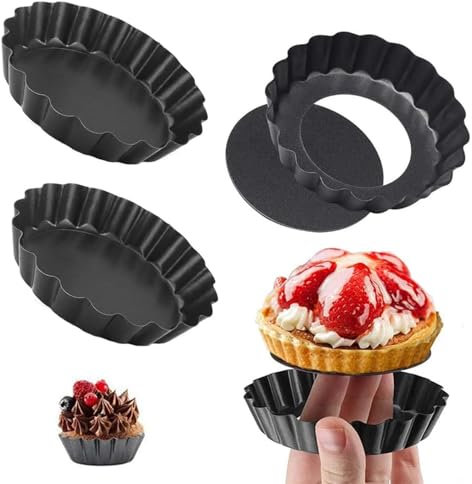 Ezranova 4 Stück Mini-Tarte-Dosen, Quicheformen mit losem Boden, Käsekuchenformen, Kuchenform, Mini-Kuchen, Quicheform, Anzug zum Backen und Kochen