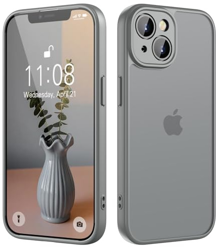 KPPIT for iPhone 13 case,Gray | Shockproof Military Grade Drop Protection, Frosted Translucent