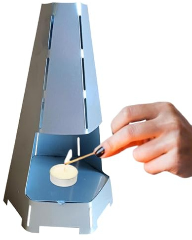 Teelicht-Kerzenheizung, winddichter Heizkörper für Teelichtkerzen, kompakter Teelichthalter für Schreibtisch, Tisch, Innen- und Außenbereich, Hof, Camping, Wohnzimmer, Garten, Kamin