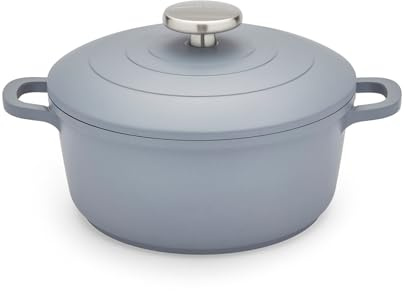 Morphy Richards Cast Aluminium Casserole, 20cm/2.3L, Non Stick Coating, Lightweight Design, Oven Safe, Self-Basting, Suitable for all Hobs, Grey, 851002