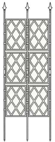Opatiny Treillis de jardin avec grille en diamant, hauteur 180 cm, cadre en fer revêtu noir et panneaux en polyéthylène pour jardinage vertical