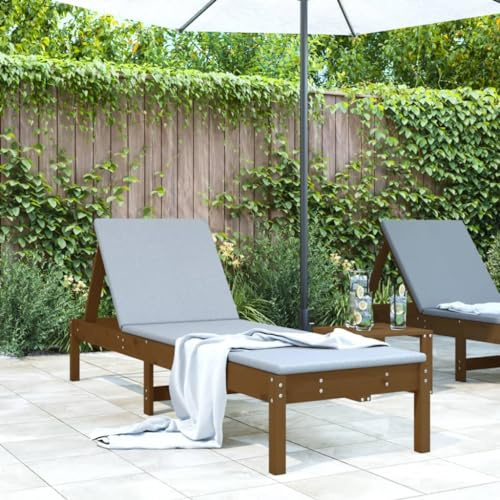 SKTQYQO Lettino Prendisole Ambra in Legno Massello di Pino con Schienale Regolabile, 199.5x60x74 cm, per Piscina Giardino e Veranda, Design a Doghe per Drenaggio, Struttura Robusta