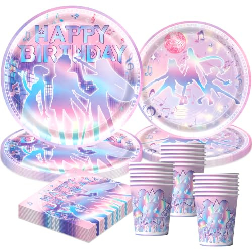 50 Stück Partygeschirr Set,Partygeschirr aus Papier,Geburtstag Party Geschirr Set,Geburtstag Deko mit Becher Serviette Pappteller Set,Geburtstag Geschirr für 10 Gäste