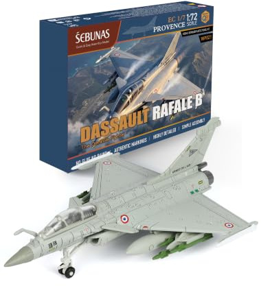 SEBUNAS Maqueta Avión Dassault Rafale Escala 1:72 – Kit de Plástico para Montar Sin Cola ni Pintura – Maqueta Caza Militar Snap Fit para Niños y Principiantes