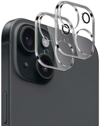 Lutree pour iPhone 15/ iPhone 15 Plus Protection Caméra, 2 Pièces 9H Dureté HD Arrière Caméra Verre Trempé, Sans Bulle Anti-Rayures Protecteur D'écran - Transparent