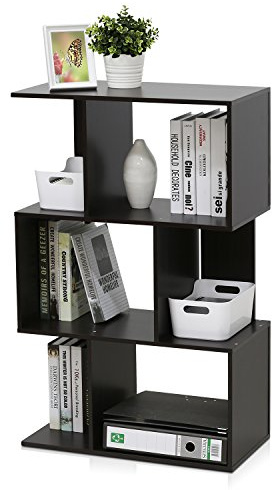 Furinno Bücherregale mit asymetrischen Ablageflächen, holz, Espresso, 30 x 59.9 x 94.79 cm