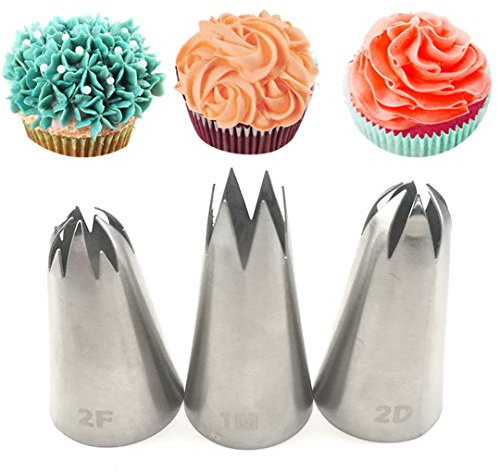 MUUZONING 3 Pezzi Ugello in Acciaio Inossidabile Decorazione Pasticceria, Decorazione Torte Set, Bocchette Decorative Accessori per Torte/Cupcakes, è Lo Strumento Perfetto per Maneggiare la Crema #1