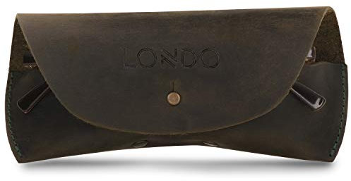Londo Custodia per occhiali da vista e occhiali da sole in vera pelle con chiusura a bottone