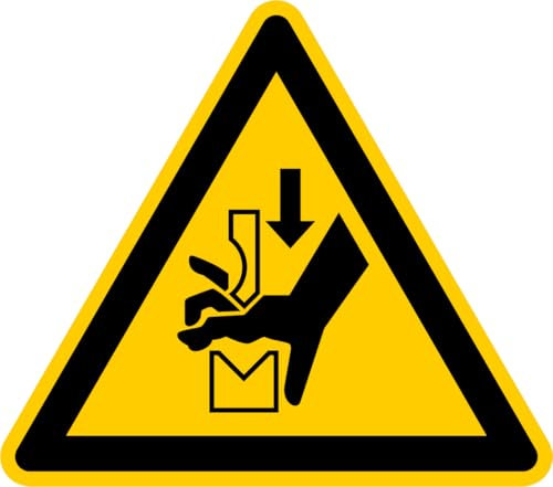 Aufkleber „Warnung vor Quetschgefahr der Hand zwischen Werkzeugen einer Presse“ Folie ISO 7010 W030 | SL 5-30 cm Made in Germany, Größen Name: 20 cm