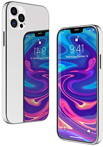 NALIA Spiegel Hartglas Hülle kompatibel mit iPhone 12 Pro Max, Mirror Hard-Case 9H Tempered Glass Cover & Silikon Bumper, Kratzfeste Handyhülle Schutzhülle Backcover Etui Handy-Tasche Dünn - Silber