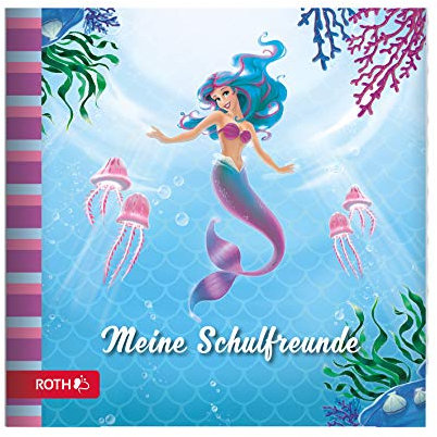 ROTH Freundebuch Meerjungfrau - 64 Seiten 16,5 x 16,5 cm - Erinnerungsalbum Unterwasser Meerjungfrau in Blau und Pink