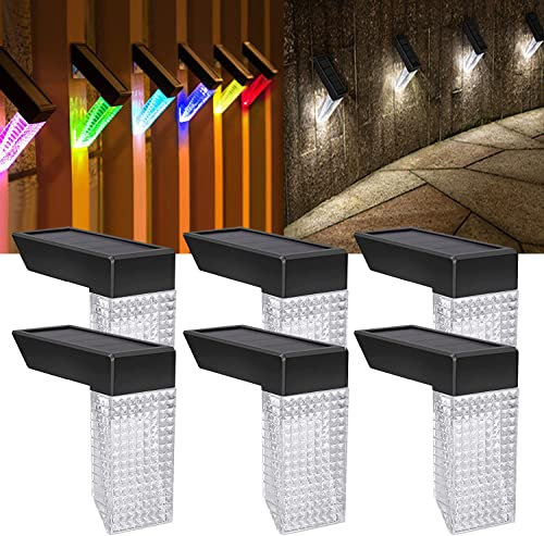 UYHGO Solarlampe für Außen Garten mit Farbwechsel, für Terrasse Hof und Einfahrt, Zaun, Terrasse, Haustür, Treppe, Wandleuchte, Landschaft, -6 Stück