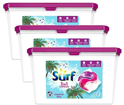 HomeStore Coconut Bliss Washing Capsules (Case of 3 x 18 Wash 382g) - Scent: Coconut