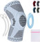 360 RELIEF - Compression Knee Brace with Gel Pads and Side Knee Stabilizers, Joint Support, Comfort, Active Recovery, Running, Workout Protection - Large, Grey + Laundry Bag