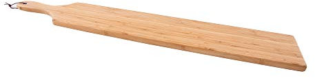 Point-Virgule Planche à servir en bambou - anneau métal & ficelle cuir, extra longue, 90x14x2cm