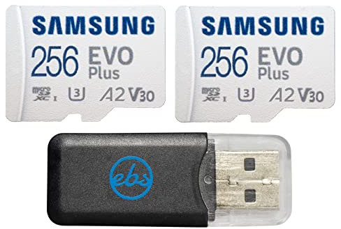 Everything But Stromboli Samsung Evo Plus 256GB MicroSD Memory Card (2 Pack) Works with GoPro Hero 9 Black (Hero9) 4K UHD, UHS-I, U1, Class 10, SDXC (MB-MC256KA) Bundle with (1) Micro Card Reader