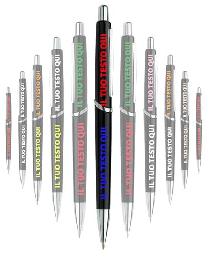 Mr Pubblicità Penna a Sfera Personalizzabile, Penna a Sfera Personalizzata, soft touch, nome, logo o messaggio con 2 stampe (30, Nero)