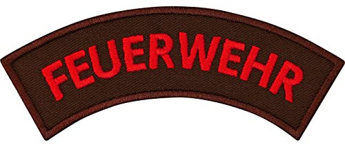 Feuerwehr Aufnäher/Aufbügler gestickt | Brustemblem Firefighter Patch Feuerwehr Beruf gebogen für Brust | Geschenk Feuerwehrmann Abzeichen zum annähen/aufbügeln | 100x40mm