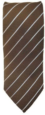 Generico Krawatte aus 100 % Seide, hergestellt in Italien, 8 cm, Farbe Braun mit hellblauen Streifen, italienischer Stoff – Schneiderei, braun, Uomo, Taglia unica