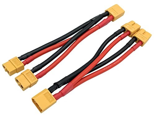 XT-60 Paralleler Y-Splitter-Batterieanschluss, 12 AWG-Kabel, Doppel-Verlängerung, Y-Splitter, Stecker auf 2 Buchsen, für RC-Quadcopte-Multirotoren, RC-Lipo-Akku, 2 Packungen