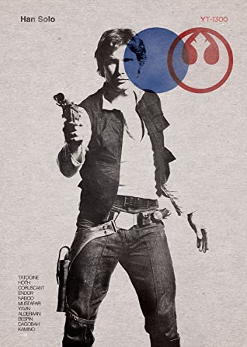 Displate – Metallposter - Magnet-Montage - Star Wars - Star Wars Vintage Cuts - Han Solo - Größe L - 67,5x48cm