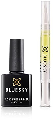 Bluesky Nail Primer For Gel Nails, Acid Free Gel Nail Prep Bonder Plus Cuticle Oil Pen for Nourished Nails