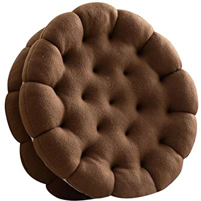 PW TOOLS Sandwich Keks Plüsch Kissen, 35 cm Rundes Stuhlkissen, Niedliche Dekokissen, Weiches Sitzkissen, Rundes Bodenkissen, Sitzkissen für Wohnzimmer, Schlafzimmer, Couch