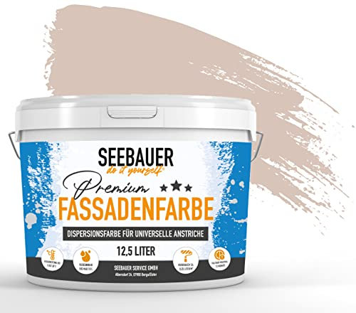 SEEBAUER diy® | Premium-Fassadenfarbe für Außen | Universelle Fassadenfarbe Beige | Gute Deckkraft und Farbintensität | Verschiedene Trendfarben (300 ml, No. 309 Monument Valley)
