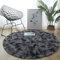 Teppich Rund Teppich Wohnzimmer Hochflor Teppiche Langflor Wohnzimmerteppich für Wohnzimmer Flauschiger Teppich Schlafzimmer Outdoor Carpet(Schwarz grau, 80cm)