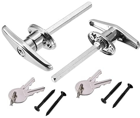 X AUTOHAUX 2 Satz Garagentor T-Griff Schloss Kit Schuppen Türschloss mit 4 Schlüssel