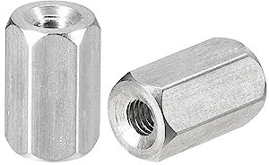 sourcing map M3 x 0.5 Abstand 10mm Länge Kupplung Muttern 5Stk 304 Edelstahl Metrisch Sechskant Stab Kupplung Muttern