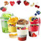 VL Yogurt Pots Spoon Reusable 600ML Overnight Oats Muesli Cup with Lid BPA free Breakfast Cereal To Go Dishwasher Safe Snack Lunch Oatmeal Jars Travel Meal Food Container 20 oz (4 Pack)