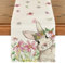 Artoid Mode Rosa Blumen Hase Ostern Tischläufer, Saisonnal Frühling Waschbar Küche Esstisch Dekoration Drinnen Urlaub Party Dekor 40x140 cm