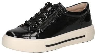 CAPRICE Damen Sneaker flach aus Leder mit Reißverschluss, Schwarz (Black Comb), 40 EU
