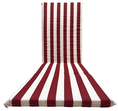 Il Tuo Artigiano Design Gepolstertes Kissen für Gartenliege, 165 x 50 x 3,5 cm, hergestellt in Italien, Ersatzmatratze, gestreift, aus Holz (Weiß und Bordeaux)
