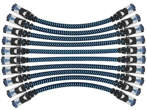 CABNEER Cable Ethernet Cat 8 de 0,5 Metros 10 Piezas, Cabo Ethernet Cable de Red Trenzado, Cable Lan 40Gbps 2000MHz con Conector RJ45, Alta Velocidad Gigabit RJ45 Cable para Computadora Módem Router