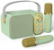 Machine de Karaoké avec 2 Micro sans Fil, Haut-Parleur Bluetooth Portable, Dispose 7 Effets Sonores, pour Fête et Voyage，Vert