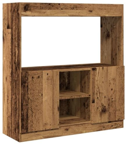 vidaXL Sideboard aus antikem Holz, 92 x 33 x 100 cm, aus mehrschichtigem Holz, Bücherregal, Bücherregal mit Türen, modernes Bücherregal
