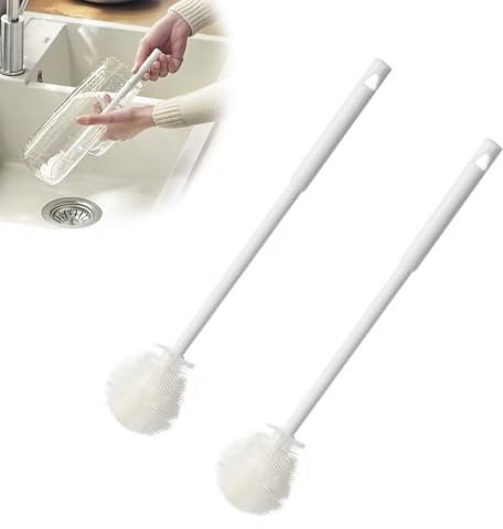 YFaith Goupillon Gourde 2 Pièces, Brosse Silicone pour Nettoyage Bouteille, Tête Pliable, Poignée Longue, Outil de Nettoyage pour Gourdes, Mugs et Verres