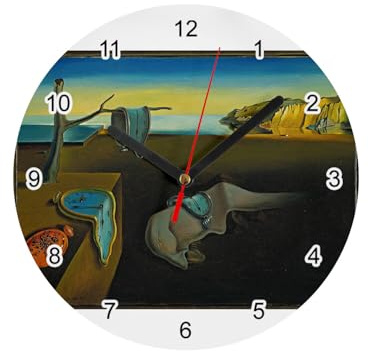 Fabulous Wanduhr aus Glas – Salvadore Dali Persistenz des Gedächtnisses Surrealismus Malerei – Durchmesser 20 cm – Weiß