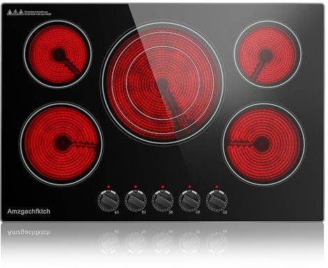 30 Inch Built-in Electric Cooktop 5 Burner, 9000W, 220V Hardwired