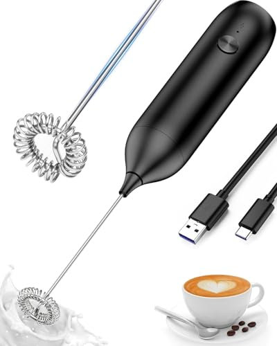 Montalatte Elettrico - Schiumalatte Potente per Caffè, Cappuccino, Latte e Matcha | Frullino Elettrico Portatile per Bevande