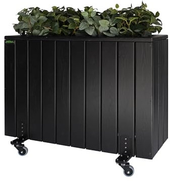 Hortalia Jardinera Alta de Madera con Ruedas 100x34x80 cm - Ebony Black