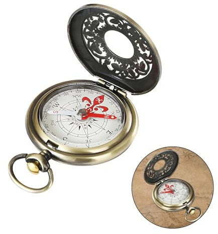 Wanderkompass Vintage Taschenuhr Metall Kompass aus Hohlem Messing Material | Langlebig Stoßfest Wasserdicht Kompass Outdoor Geeignet für Outdoor-Rucksacktouren Camping Wandern Jagen und Trekking