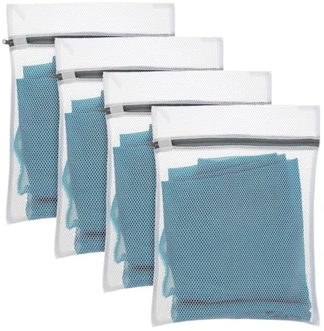 4 Stück Netz Wäschesäcke, Empfindliche Wäschebeutel Klein, Wäschesack 30x20cm Wäschenetz Feinwäsche Reise Wäschebeutel für Waschmaschine Waschbeutel mit Reißverschluss für Unterwäsche Dessous